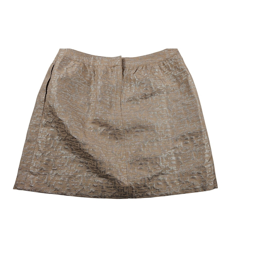 Loft Jacquard Gold Silver Mini Skirt Size 8 - Picture 3 of 9
